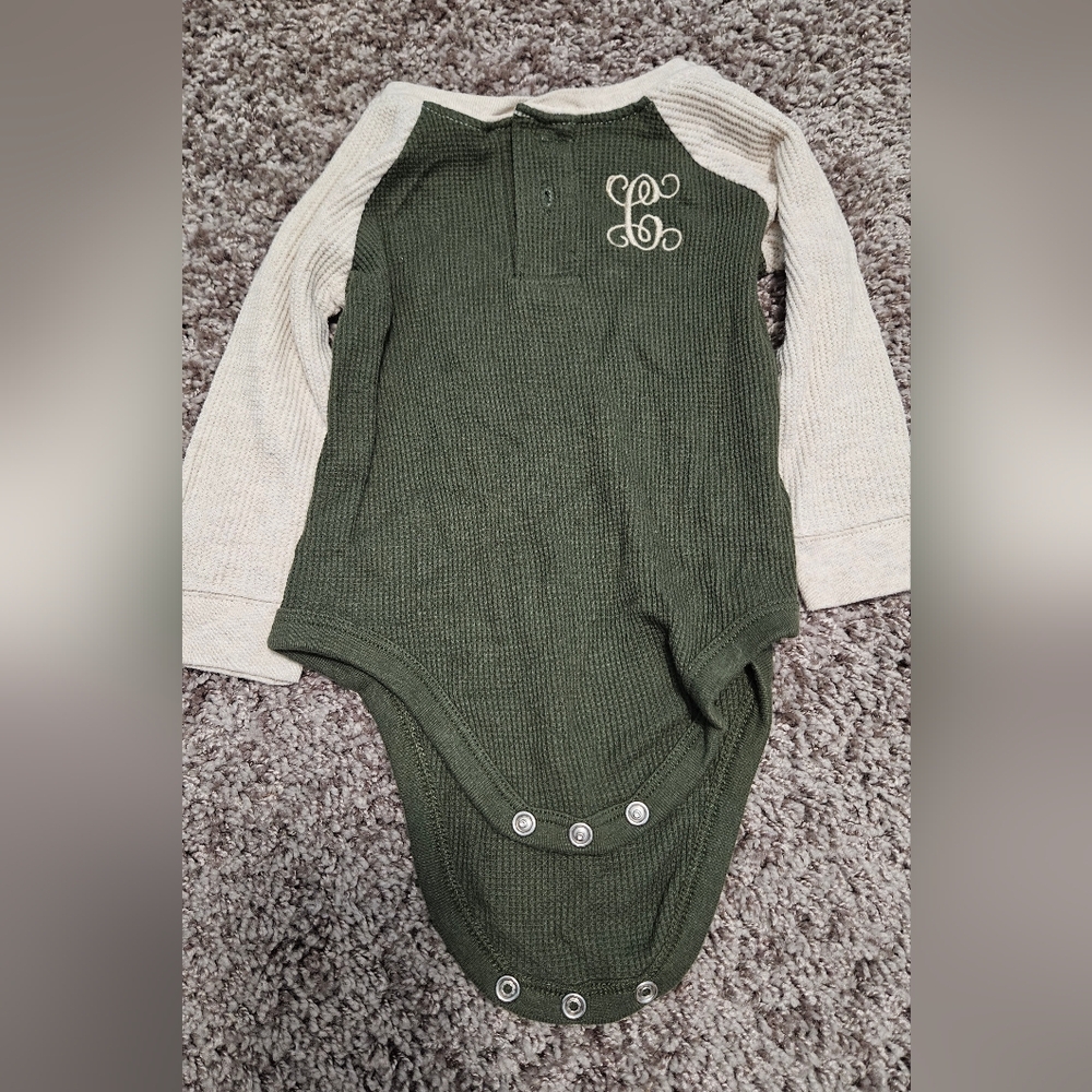 C Monogram 6-9m Garanimals long sleeve onesie